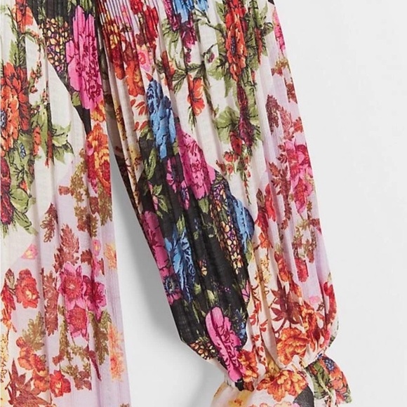 Anthropologie women’s large Shara Pleated  Dress Patchwork Floral - Picture 2 of 15